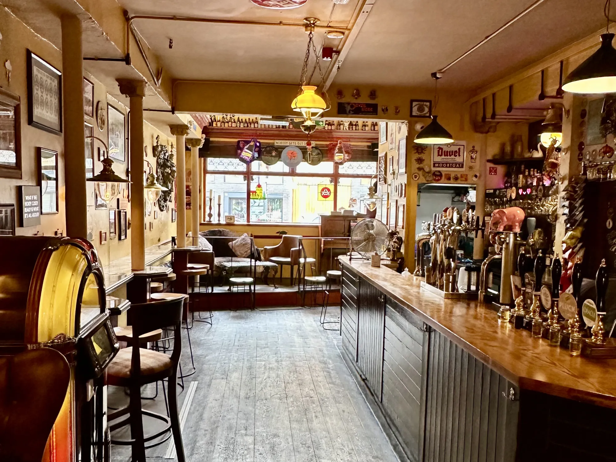 Inside Bar Fringe, a Belgian beer bar on Swan Street in the Northern Quarter, Manchester