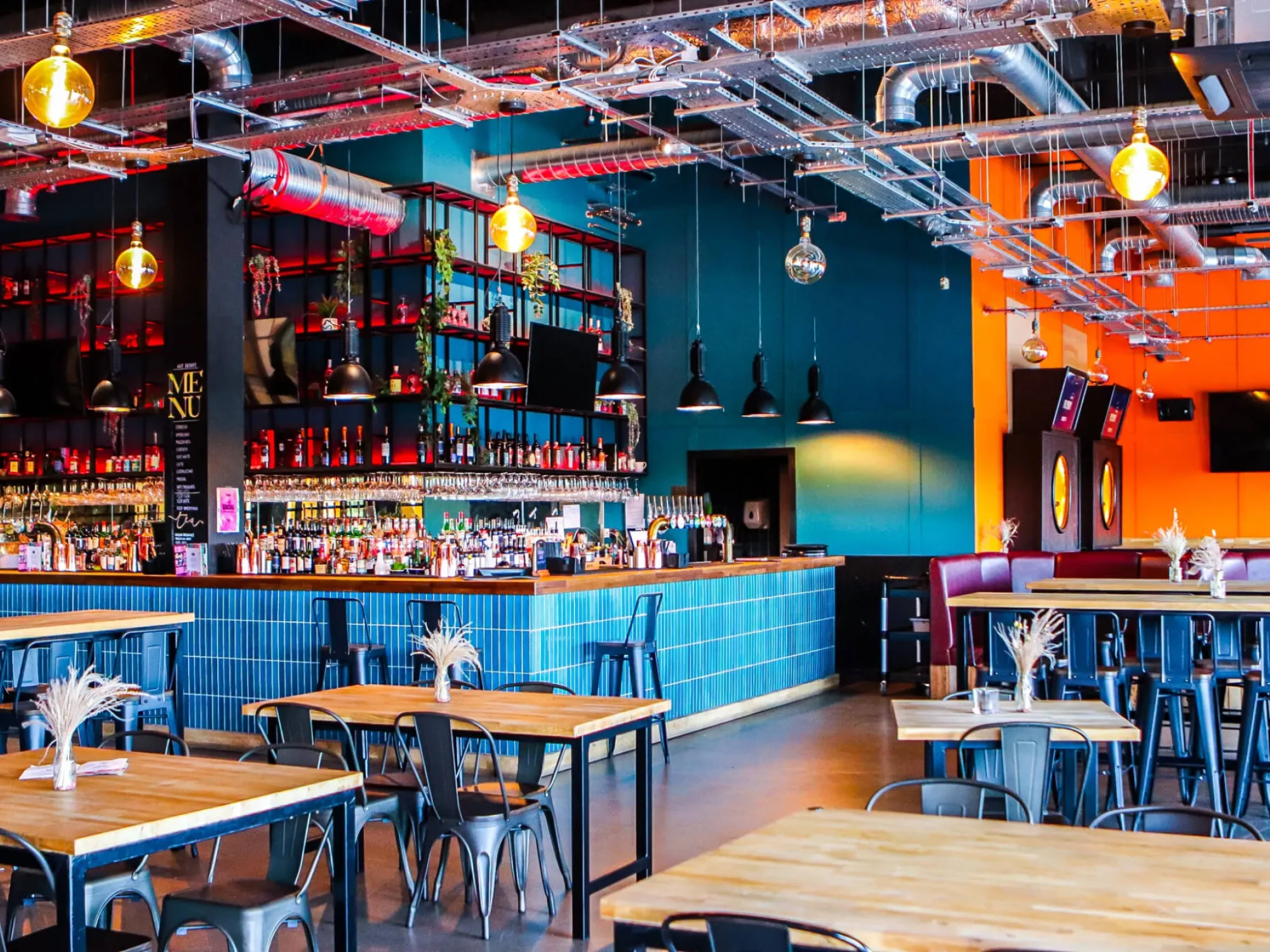 The main bar and seating area at 11 Central, a Seven Bro7hers brew pub at Salford Quays